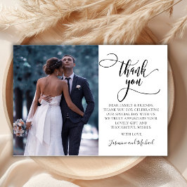 Modernes, stylisches Kalligrafie-Script 2 Foto Wed Dankeskarte