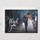 Modernes, stylisches Kalligrafie-Script 2 Foto Wed Dankeskarte (Vorderseite)