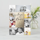 Modernes stylisches Kalligrafie-Script 8 Multi-Fot Save The Date (Stehend Vorderseite)