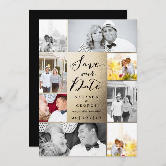 Modernes stylisches Kalligrafie-Script 8 Multi-Fot Save The Date (Vorne/Hinten)