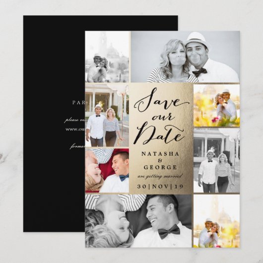 Modernes stylisches Kalligrafie-Script 8 Multi-Fot Save The Date (Vorne/Hinten)