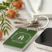 Modernes, stylisches Monogram Green Schlüsselanhänger (Vorderseite rechts)