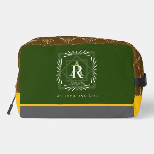 Modernes, stylisches Monogram Green Waschbeutel (Rückseite)