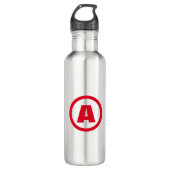 Modernes, stylisches Monogram Red Initial Letter W Edelstahlflasche (Vorderseite)