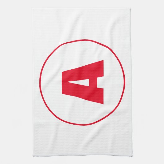 Modernes, stylisches Monogram Red Initial Letter W Geschirrtuch (Vertikal)