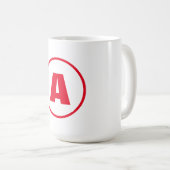 Modernes, stylisches Monogram Red Initial Letter W Kaffeetasse (VorderseiteRechts)
