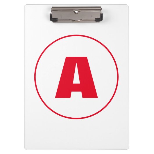 Modernes, stylisches Monogram Red Initial Letter W Klemmbrett (Vorderseite)