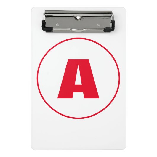 Modernes, stylisches Monogram Red Initial Letter W Mini Klemmbrett (Vorderseite)