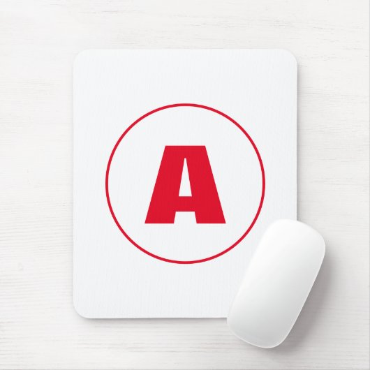 Modernes, stylisches Monogram Red Initial Letter W Mousepad (Mit Mouse)