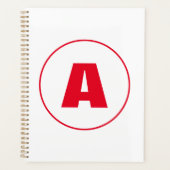 Modernes, stylisches Monogram Red Initial Letter W Planer (Vorderseite)