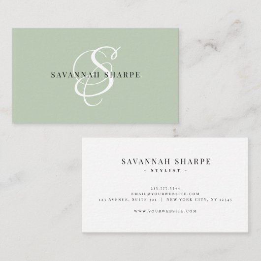 Modernes, stylisches Monogram Script Beruflich Sag Visitenkarte (Vorne/Hinten)