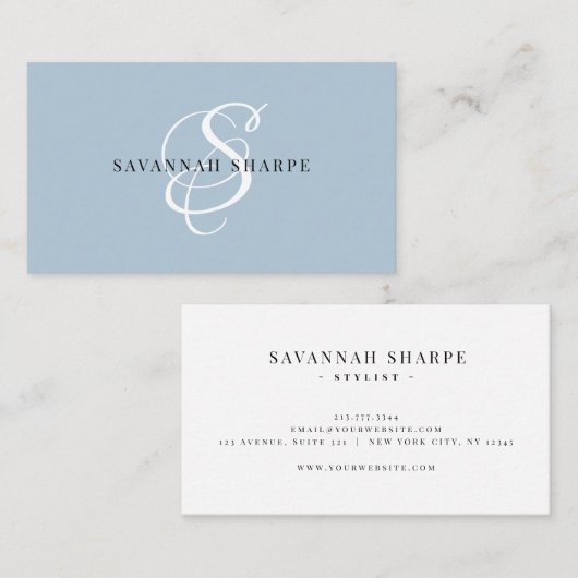 Modernes, stylisches Monogram Script Blush Berufli Visitenkarte (Vorne/Hinten)