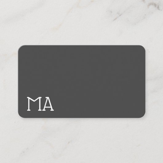 Modernes, stylisches Monogramm / Grau Visitenkarte (Vorderseite)