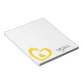 Modernes, stylisches, schlichtes gelbes Herz Mit M Notizblock (angewinkelt)