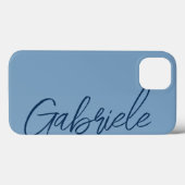 Modernes, stylisches Script Blue Monogram Case-Mate iPhone Hülle (Rückseite (Horizontal))