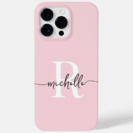 Modernes, stylisches Script Blush Pink Monogram In Case-Mate iPhone 14 Pro Max Hülle