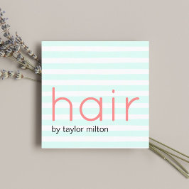 Modernes, stylisches türkisfarbenes weißes Streife Quadratische Visitenkarte