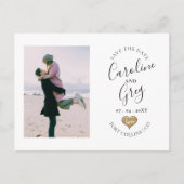 Modernes Stylisches Typografie-Foto der Liebe Save Ankündigungspostkarte (Vorderseite)