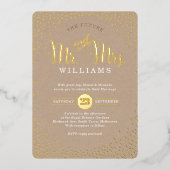 MODERNES STYLISH WEDD Konfetti kraft braunes Gold Folieneinladung (Vorderseite)
