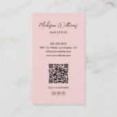 Modernes Stylist-Foto QR Pink Visitenkarte (Rückseite)