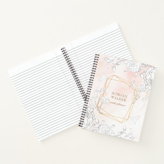 Modernes, subtiler blütenfarbenes Monogramm-Notebo Notizblock (Innenseite)