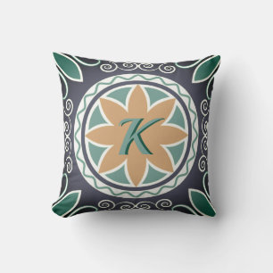 Modernes Südwest-Fliesendesign Mit Monogramm Kissen