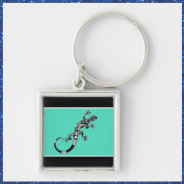 Modernes Südwesten Gecko Sea grün und schwarz Schlüsselanhänger