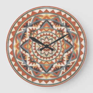 Modernes Südwestmandala Große Wanduhr