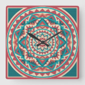 Modernes Südwestmandala Quadratische Wanduhr (Vorderseite)