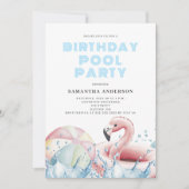 Modernes Summer Birthday Pool Party Einladung (Vorderseite)