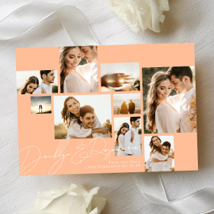 Modernes Summer Peach Collage Qr Code Multi-Foto Save The Date