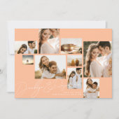 Modernes Summer Peach Collage Qr Code Multi-Foto Save The Date (Vorderseite)