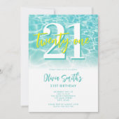 Modernes Summer Pool Party 21. Geburtstag Einladung (Vorderseite)