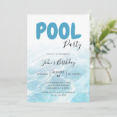 Modernes Summer Pool Party Geburtstag Einladung (Stehend Vorderseite)