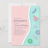 Modernes Summer Pool Party Geburtstag Einladung (Vorderseite)