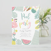 Modernes Summer Pool Party Script Sweet 16 Geburts Einladung (Stehend Vorderseite)