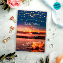 Modernes Summer Sunset Beach Mason Jar Wedding