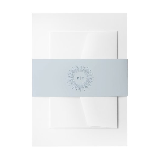 Modernes Sunburst Light Blue Wedding Monogram Einladungsbanderole (Vorderseite Beispiel)