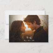 Modernes Sunset Orange Script Foto Minimal Wedding Save The Date (Rückseite)