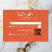 Modernes Sunset Orange Script Minimal Wedding QR RSVP Karte