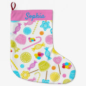 Modernes Süßes Candy-Muster Niedlicher Individuell Großer Weihnachtsstrumpf (Vorderseite)