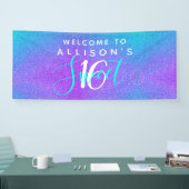 Modernes Sweet 16 Aquamariner Lila Glitzer Persona Banner (Messe)