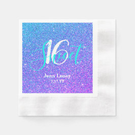 Modernes Sweet 16 Aquamariner Lila Glitzer Persona Serviette