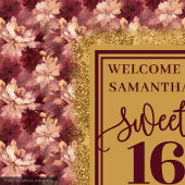 Modernes Sweet 16 Blush Burgundy Gold Hintergrund Wandteppich