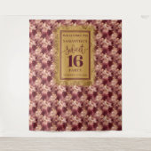 Modernes Sweet 16 Blush Burgundy Gold Hintergrund Wandteppich (Vorderseite)