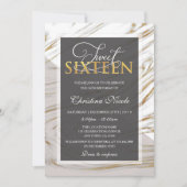 Modernes Sweet 16 Gold Marmor Grau Foto Einladung (Vorderseite)