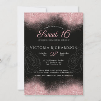 Modernes Sweet 16 Rosa Glitzer Sparkle Klassischer Einladung