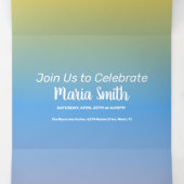 Modernes Sweet 16 Yellow Rainbow Ombre Two Tone Dreifach Gefaltete Einladung (Innenseite Mitte)