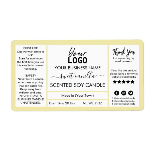 Modernes Sweet Vanilla Scented Soy Candle Label (Vorne)