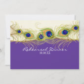 Modernes Swirk Peacock Feathers Probe Dinner Einladung (Rückseite)